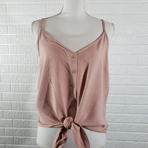 Topshop Tops - Topshop, shirt, sleeveless, pale pink, decor